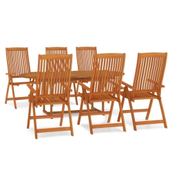 VIDAXL 7 Piece Garden Dining Set Solid Wood Eucalyptus
