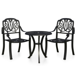 VIDAXL 3 Piece Bistro Set Cast Aluminium In Black