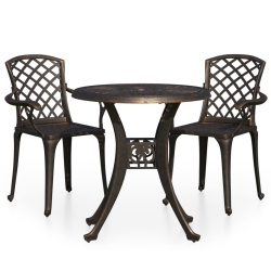 VIDAXL 3 Piece Bistro Set Cast Aluminium Bronze