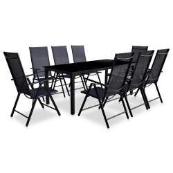 VIDAXL 9 Piece Folding Outdoor Dining Set Aluminium In Black