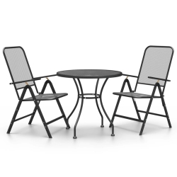 VIDAXL 3 Piece Garden Dining Set Expanded Metal Mesh Anthracite
