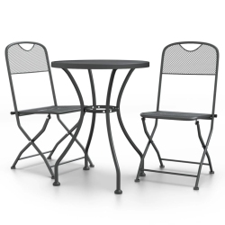 VIDAXL 3 Piece Garden Dining Set Expanded Metal Mesh Anthracite