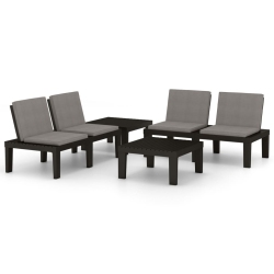 VIDAXL 4 Piece Garden Lounge Set With Cushions Plastic In Grey