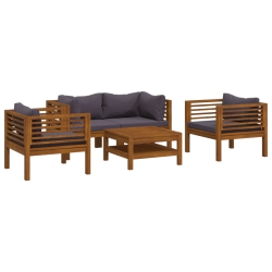 VIDAXL 5 Piece Garden Lounge Set With Cushion Solid Acacia Wood