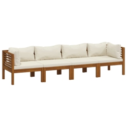 VIDAXL 4-Seater Garden Sofa With Cream Cushion Solid Acacia Wood