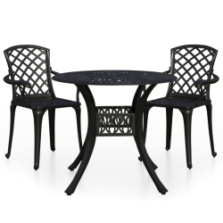 VIDAXL 3 Piece Bistro Set Cast Aluminium In Black