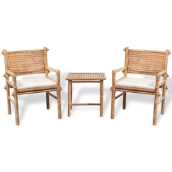 VIDAXL 3 Piece Bistro Set With Cushions Bamboo