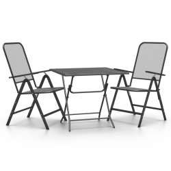 VIDAXL 3 Piece Garden Dining Set Expanded Metal Mesh Anthracite