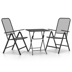 VIDAXL 3 Piece Garden Dining Set Expanded Metal Mesh Anthracite