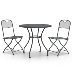 VIDAXL 3 Piece Garden Dining Set Expanded Metal Mesh Anthracite