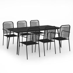 VIDAXL 7 Piece Garden Dining Set Cotton Rope And Steel In Black