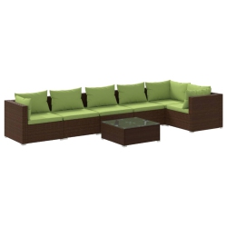 VIDAXL 7 Piece Garden Lounge Set With Cushions Poly Rattan In Brown