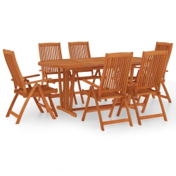 VIDAXL 7 Piece Garden Dining Set Solid Wood Eucalyptus