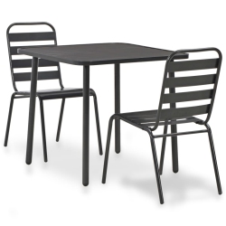 VIDAXL 3 Piece Bistro Set Steel Dark In Grey