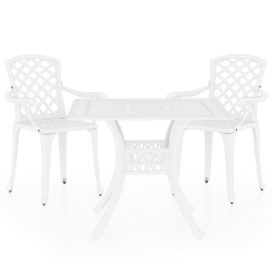 VIDAXL 3 Piece Bistro Set Cast Aluminium In White