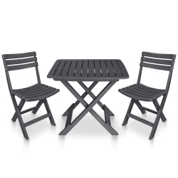 VIDAXL 3 Piece Folding Bistro Set Plastic Anthracite