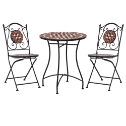 VIDAXL 3 Piece Mosaic Bistro Set Ceramic Tile Terracotta