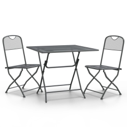 VIDAXL 3 Piece Garden Dining Set Expanded Metal Mesh Anthracite