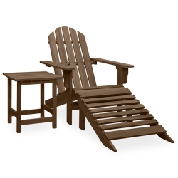 VIDAXL Garden Adirondack Chair With Ottoman&table Solid Fir Wood In Brown