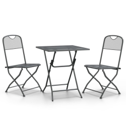 VIDAXL 3 Piece Garden Dining Set Expanded Metal Mesh Anthracite