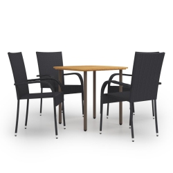 VIDAXL 5 Piece Garden Dining Set Poly Rattan In Black