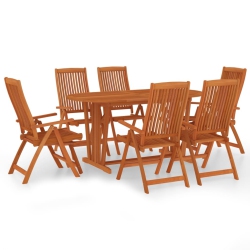 VIDAXL 7 Piece Garden Dining Set Solid Wood Eucalyptus