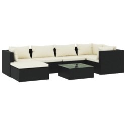 VIDAXL 7 Piece Garden Lounge Set With Cushions Poly Rattan In Black
