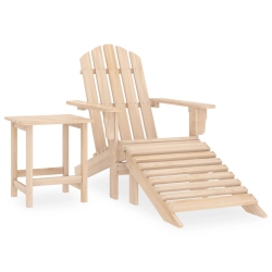 VIDAXL Garden Adirondack Chair With Ottoman And Table Solid Fir Wood