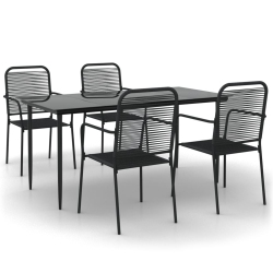 VIDAXL 5 Piece Garden Dining Set Cotton Rope And Steel In Black