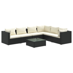 VIDAXL 7 Piece Garden Lounge Set With Cushions Poly Rattan In Black