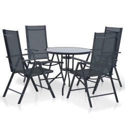 VIDAXL 5 Piece Outdoor Dining Set Aluminium And Textilene In Black