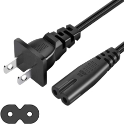 GENERIC Tv Power Cord 6Ft Cable 2 Prong Ac Power Cord Charge Adapter PC Laptop for Slim Rounded Power Cable Universal Power