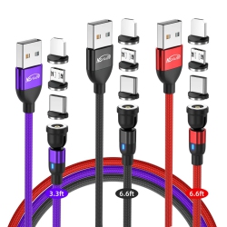 GENERIC 540° Rotation Magnetic Charging Cable, 3 In 1 Magnet Phone Charger Cord Static Wire, With Tip Adapter Micro