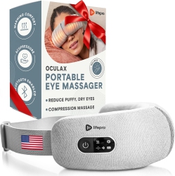 LIFEPRO Eye Massager: Headache Relief Device With Heat, Vibration, And Bluetooth Music - Smart Eye Massager for Migraines