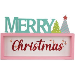 NORTHLIGHT Lighted "merry Christmas" Shadow Box Christmas Tree Decoration - 10" - Multicolor