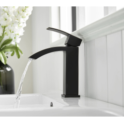 MAX FAUCETS Matte Waterfall Bathroom Faucet Single Handle Matte Finish In Black