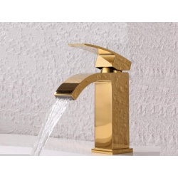 MAX FAUCETS Shiny Finish Waterfall Single Handle Bathroom Faucet In Gold