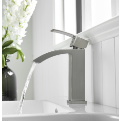 MAX FAUCETS Waterfall Single Handle Bathroom Faucet Brushed Nickel Finish