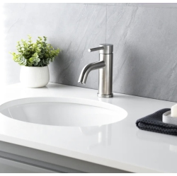 MAX FAUCETS Single Handle Bathroom Faucet Round Design Brushed Nickel Finish