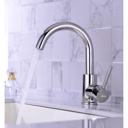 MAX FAUCETS Side Handle Bathroom Faucet Swivel Spout Chrome Finish