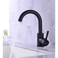 MAX FAUCETS Bathroom Faucet Side Handle Swivel Matte Finish In Black