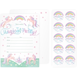 RILEYS & CO. Party Invitation Cards \w Envelopes And Bonus Stickers, Party Invitation Cards for Boys And Girls \w Cute Graphics 7X5 Inches - 50 Pack