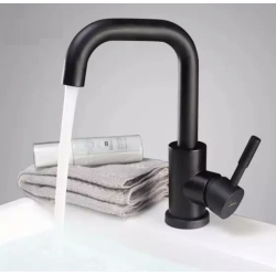MAX FAUCETS Bathroom Faucet Side Handle Swivel Spout Matte Finish In Black