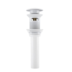 MAX FAUCETS Metal Push Pop-Up Sink Drain With Overflow Finish In White