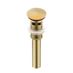 MAX FAUCETS Solid Metal Push Pop Up Sink Drain With Overflow Shiny Finish In Gold