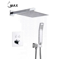 MAX FAUCETS Thermostatic Square Shower System Two Functions With Valve Chrome Finish