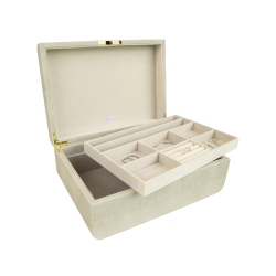 MELE AND CO Rebecca Cream Reusable Tray Vegan Leather Organizing Store Jewelry Box