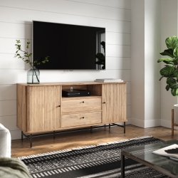 CORLIVING Hikari Curved Sideboard Buffet Tv Stand With Drawers And Steel Legs