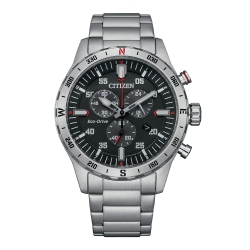CITIZEN Mens Eco-Drive Watch 43.5MM Silver-Tone Stainless Steel Case And Bracelet With Dial (At2520-89E) In Black