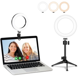 DOLAER 6 Ring Light for Laptop Computer, M Wecam Lighting for Video Conference Kit, Small Desk Ring Lights \w Tripod Stand And Clip On for Zoom